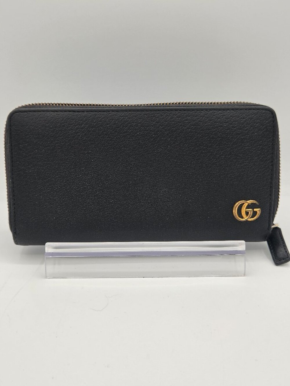Gucci Marmont Double G Continental Zip Wallet Black Leather | Gold Hardware